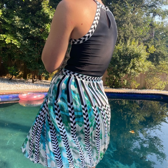 Parker Silk Geometric Watercolor Dress - Picture 4 of 5